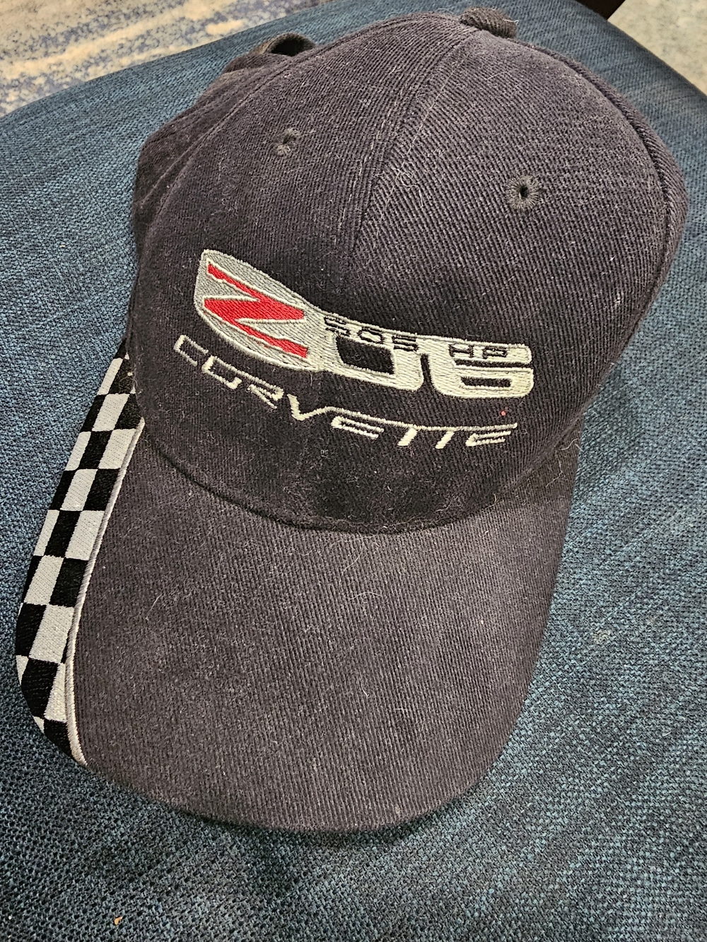 Corvette Z06 Black Racing Baseball Cap with Checkered Accent
